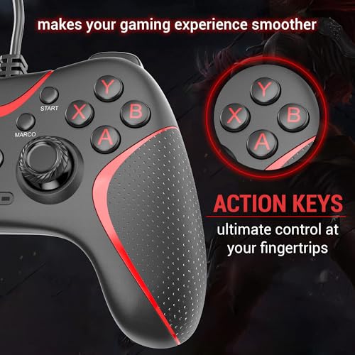 Image of Ant Plus Leo 200 Wired Gamepad with Integrated Force Feedback, ABXY Keys, Ergonomically Design, 1.8m USB Cable for PC