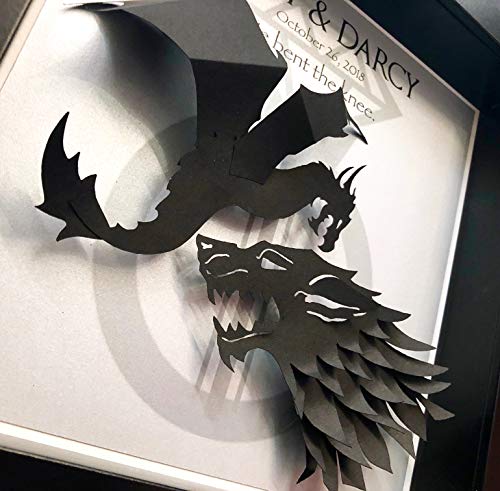 Game Of Thrones Wedding Gift, Game Of Thrones Frame, Game Of Thrones Wall Art, He Bent The Knee, House Stark Targaryen, Dragon & Direwolf #TOP3