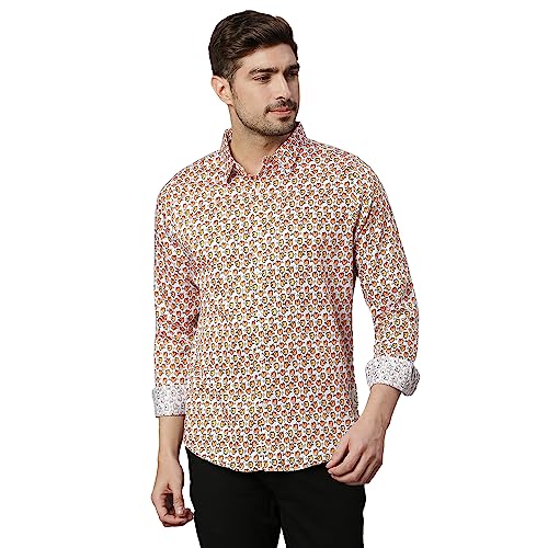 Image of Thomas Scott Men's | Printed | Full Sleeve | Slim Fit | 100% Cotton | Spread Collar | Casual Shirt