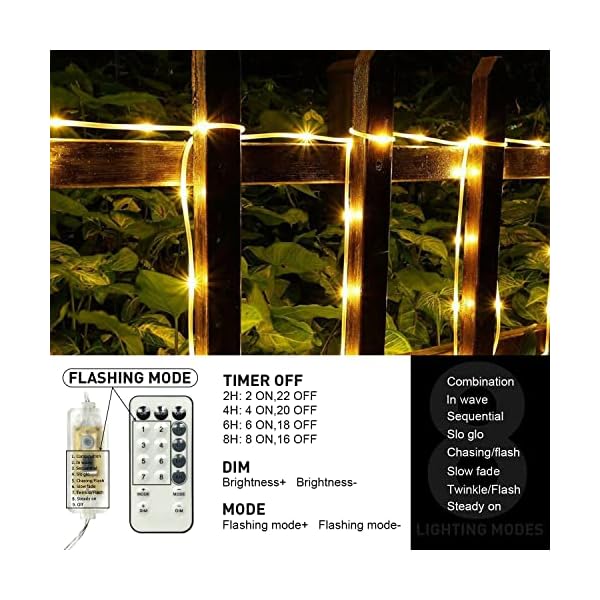 Auting 20M Lichterschlauch LED 200 LEDs, Lichterkette Aussen Warmweiß für Innen Außen Party Hochzeit Weihnachten… – Bild 4