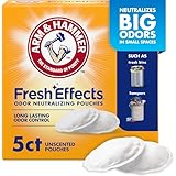 Arm & Hammer Fresh Effects Odor Neutralizing Baking Soda Pouches, Unscented Deodorizer for Long Lasting Freshness in Shoes, Gym Bags, & Small Spaces, 5 count