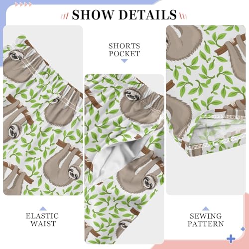 ZZXXB Sloth Spring Leaves Boys Long Pants Soft Trousers Elastic Waist Kids Lounge Bottoms with Pockets S-XL4
