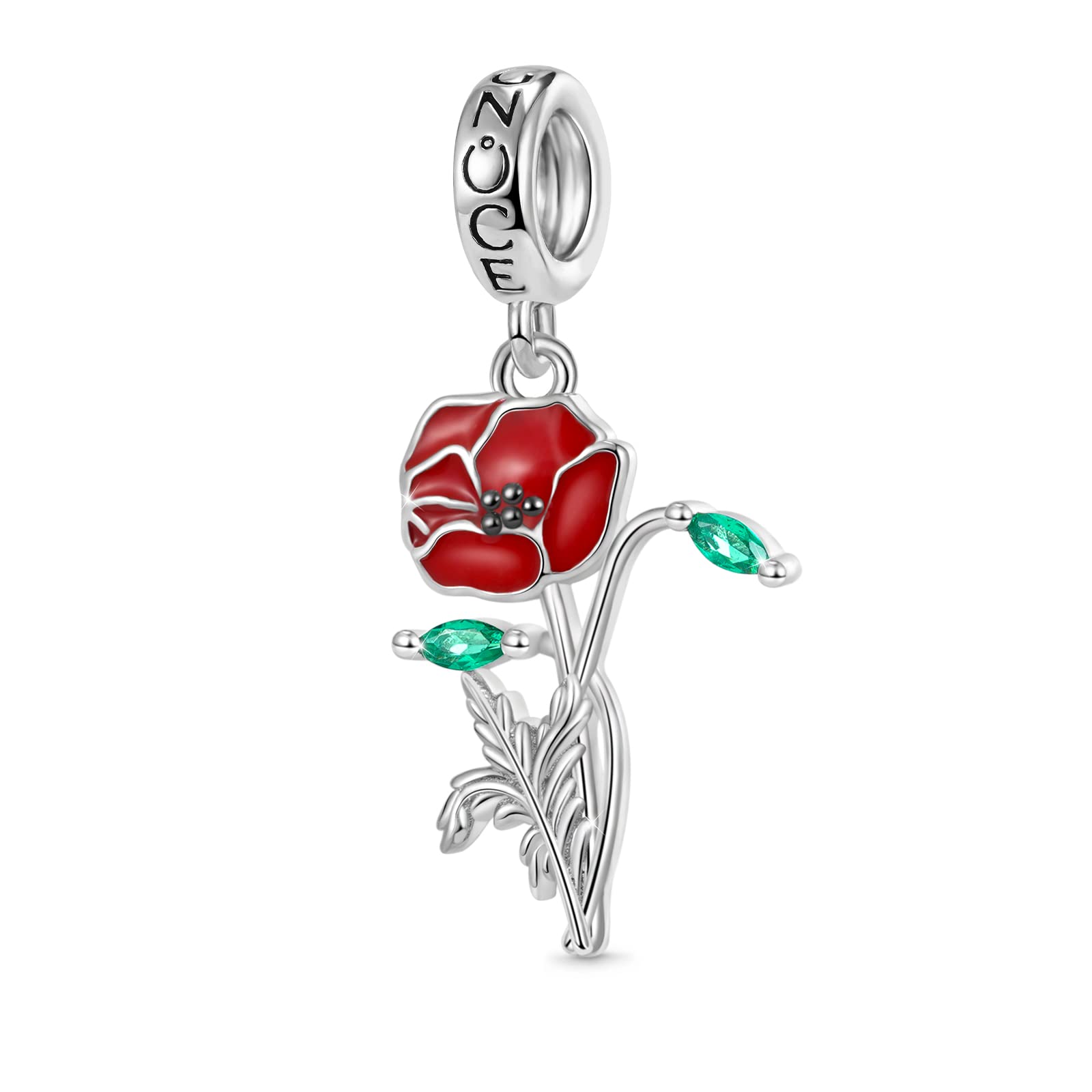 GNOCE Ciondolo Fiore in Argento Sterling 925 Braccialetti/Collane con Catena Serpente Papavero Gioielli Regalo per Donne Ragazze