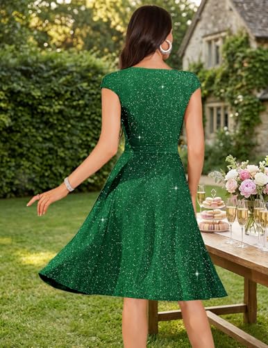 Image of DRESSTELLS Women's Cocktail Dresses, Formal Wedding Guest Modest Church Vintage Tea Party Midi Evening Dress