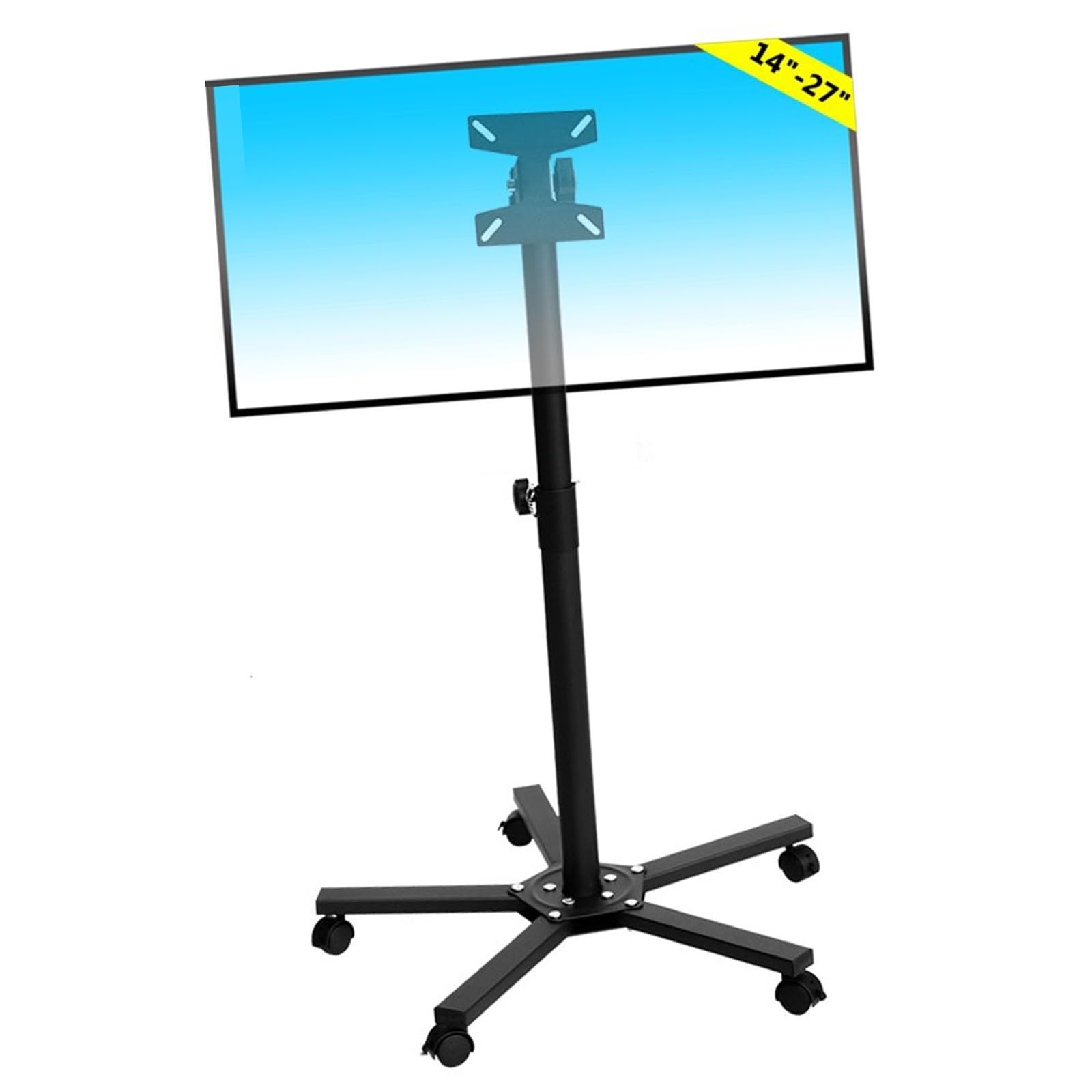 HPTHLY Mobile Stand - Full Motion 360 Deg Rotation Tilt Swivel Tv Mount, Mobile Tv Cart For 14-27 Inch Screen, Height Adjustable Rolling Tv Stand With Angle Adjustment, Max Vesa 100X