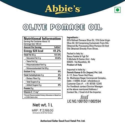 Image of Abbie's Pomace Olive Oil, Packed in Italy (Pack of 2)