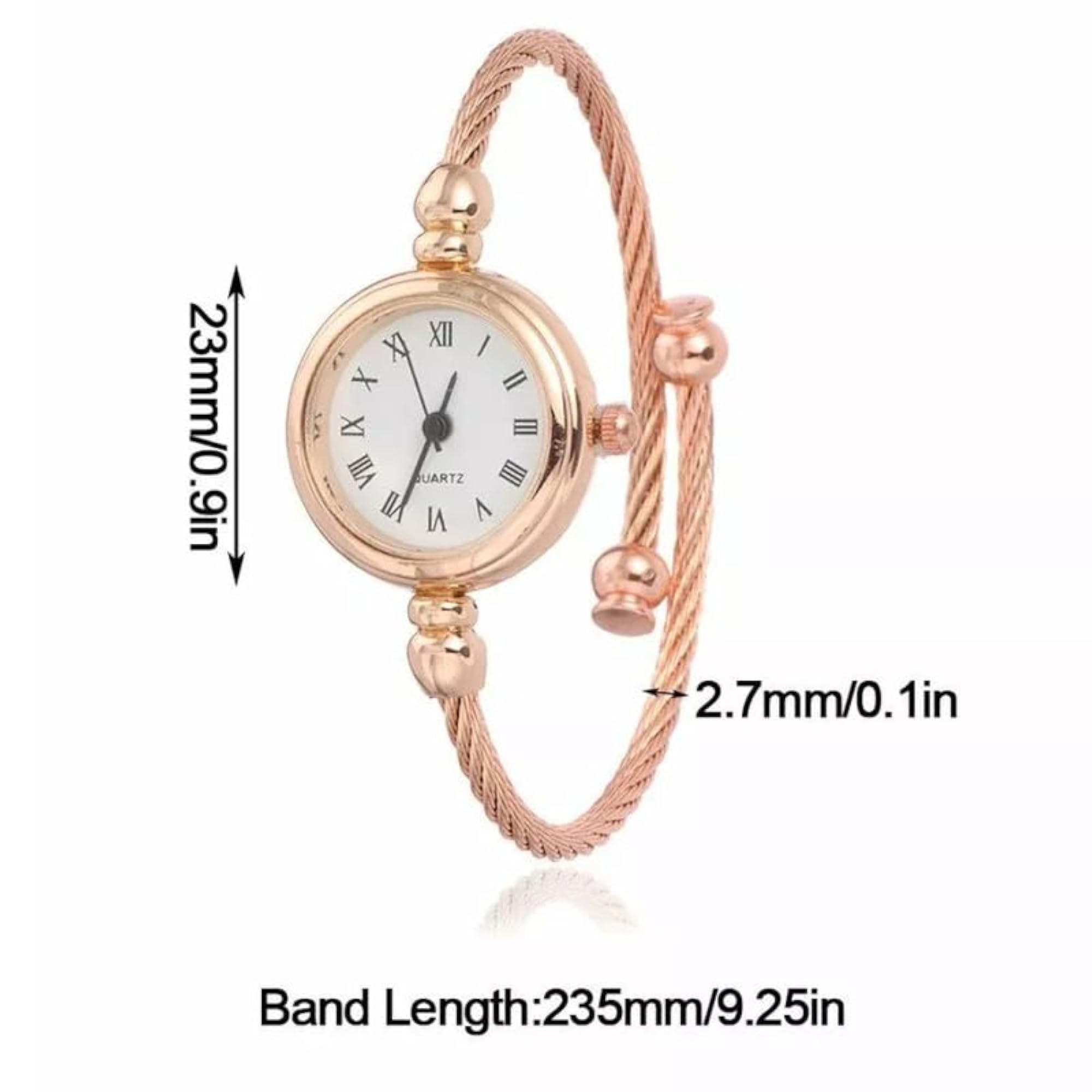 Women's Fashionable Small Round Dial Bracelet Watch, Thin Strap Quartz