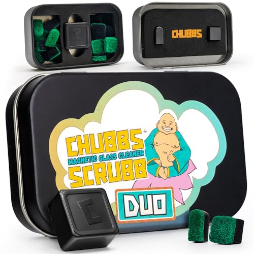 Chubbs Scrubb Duo Magnetic Glass Cleaner Kit - Mini Magnet Scrubber for Hard-to-Reach Stains on Glass, Ceramic & Metal