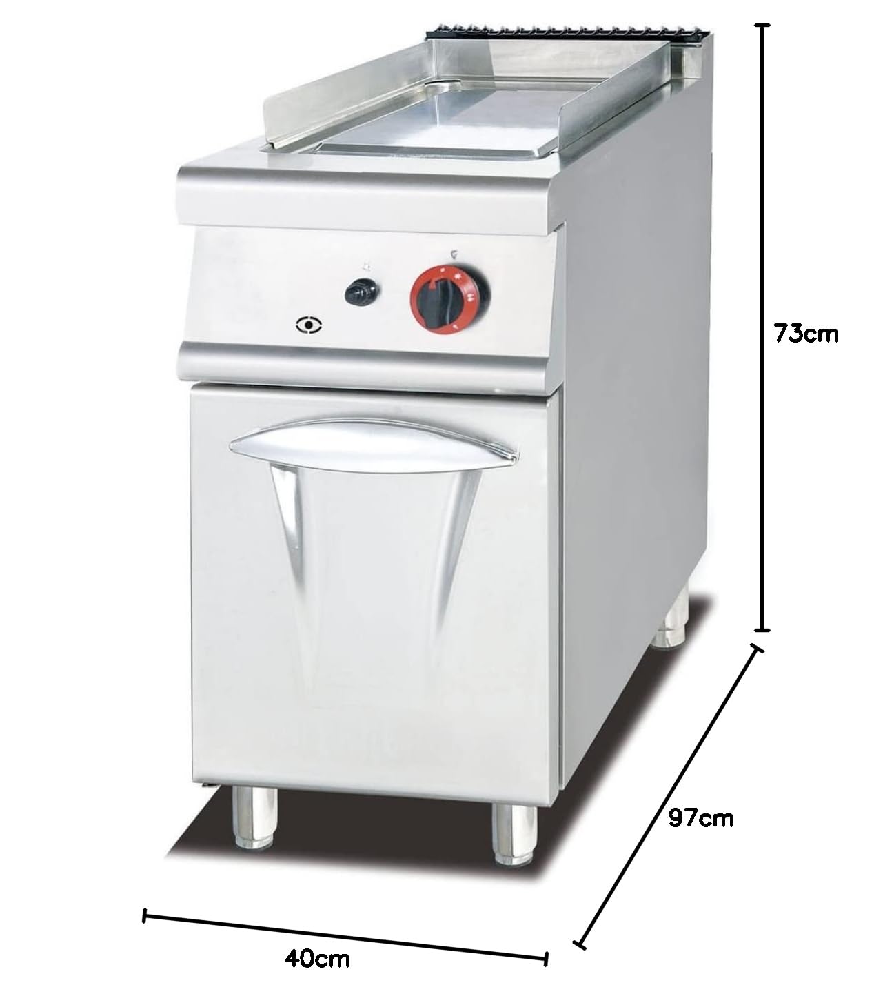 Ristoattrezzature Fry Top Griglia a Gas su Mobile - Acciaio Inox - Piastra liscia S/70-400x730x970h mm