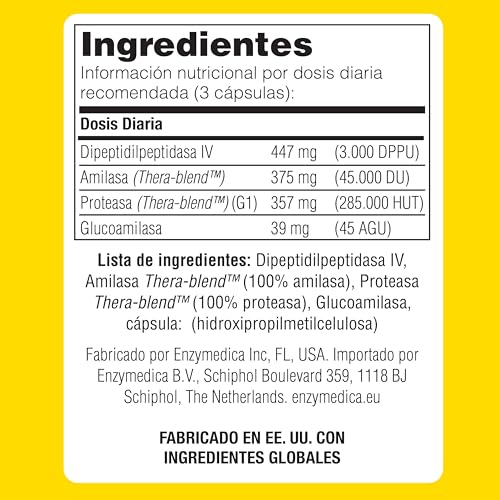 Miniatura 4 de Enzymedica, Glutenease, Indicado Contra Gluten Y Caseína, Fórmula Enzimática Que Reduce Los Gases, Mejora La Absorción De Nutrientes, Sin Gluten, Sin Lácteos, Vegano, 60 Cápsulas