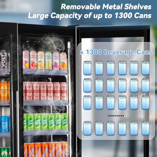 Image of Tylza 2 Glass Door Beverage Display Refrigerator 1300 Can Black