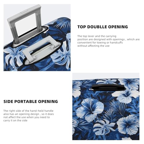 Luggage Cover - Hawaiian Navy Blue Floral Print Travel Suitcase Covers For Luggage, High Elasticity Suit Case Cover Protector Fits 18-32 Inch4