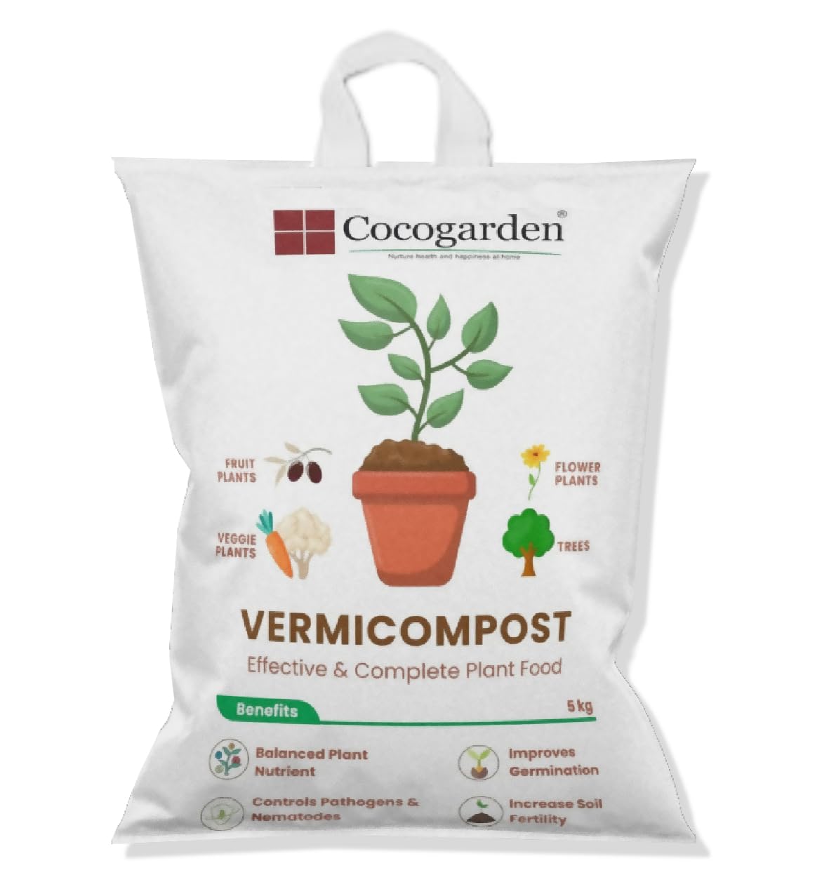 Cocogarden Organic Vermicompost for Plants 5kg - Manure Fertilizer Powder for Home Garden, Vermi Compost for Plants, Nutrient-Rich Compost, Improves Plant Health and Soil Quality