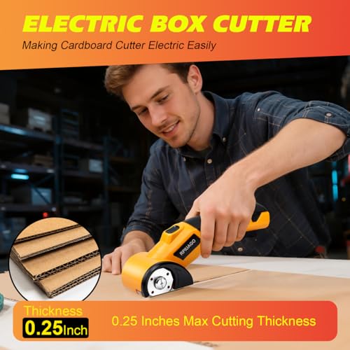 Image of Cordless Electric Scissors, 3000mAh Battery Electric Cardboard Cutter | High-Torque Motor, 2 SK5 Blades, LED Light, Electric Box Cutter for Cardboard, Plastic, Leather, Carpet & DIY Projects