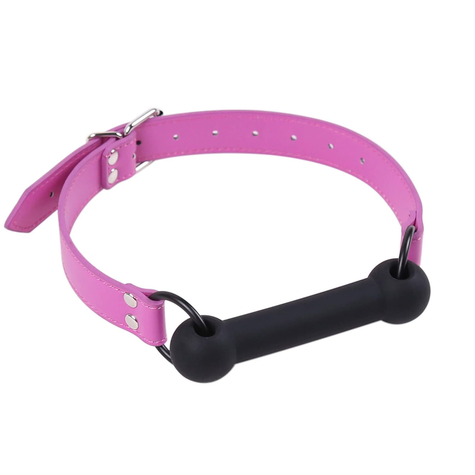 DFsucces Leather Restraints Ball Mouth Plug Bondage Restraints Bite Gag Adult Sex Toys Leather Bondage Toys Open Mouth Gag with Silicone Bar（ (Purple-E3)