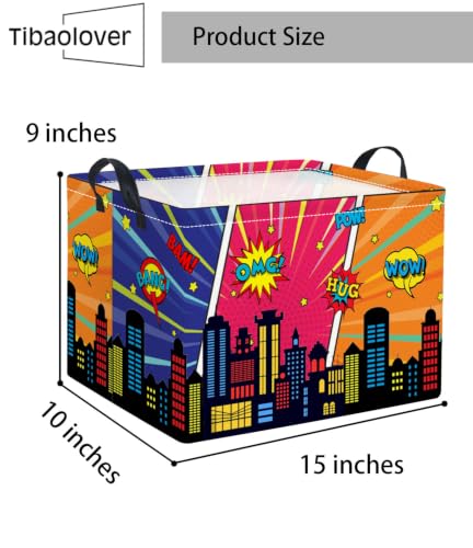 Image of Rectangular Kids Storage Basket Baby Gift Basket Cute Toy Storage Bin Organizer Shelf Book Basket Room Decor(Comic City)