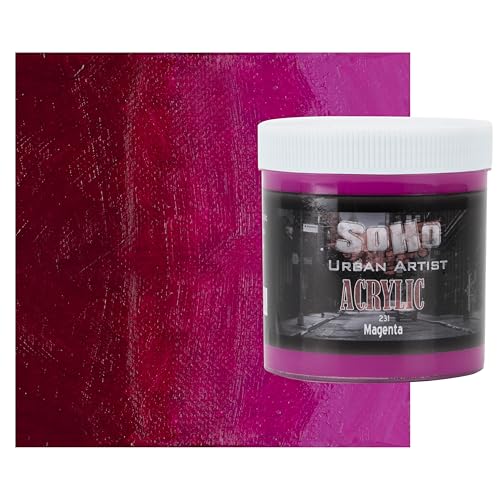 Soho Urban Artist Heavy Body Acrylic Paint - 500 ml Jar - Magenta - Thick, Rich Color, Excellent Coverage, Professional Quality - Artists Acrylic Paint