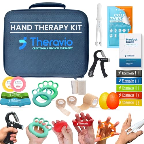 Hand Therapy Equipment for Rehabilitation and Recovery Hand Therapy Kit with Grip Strength Trainer Finger Strengthener & Exercise Balls for Arthritis Carpal Tunnel and Physical Therapy by Theravio