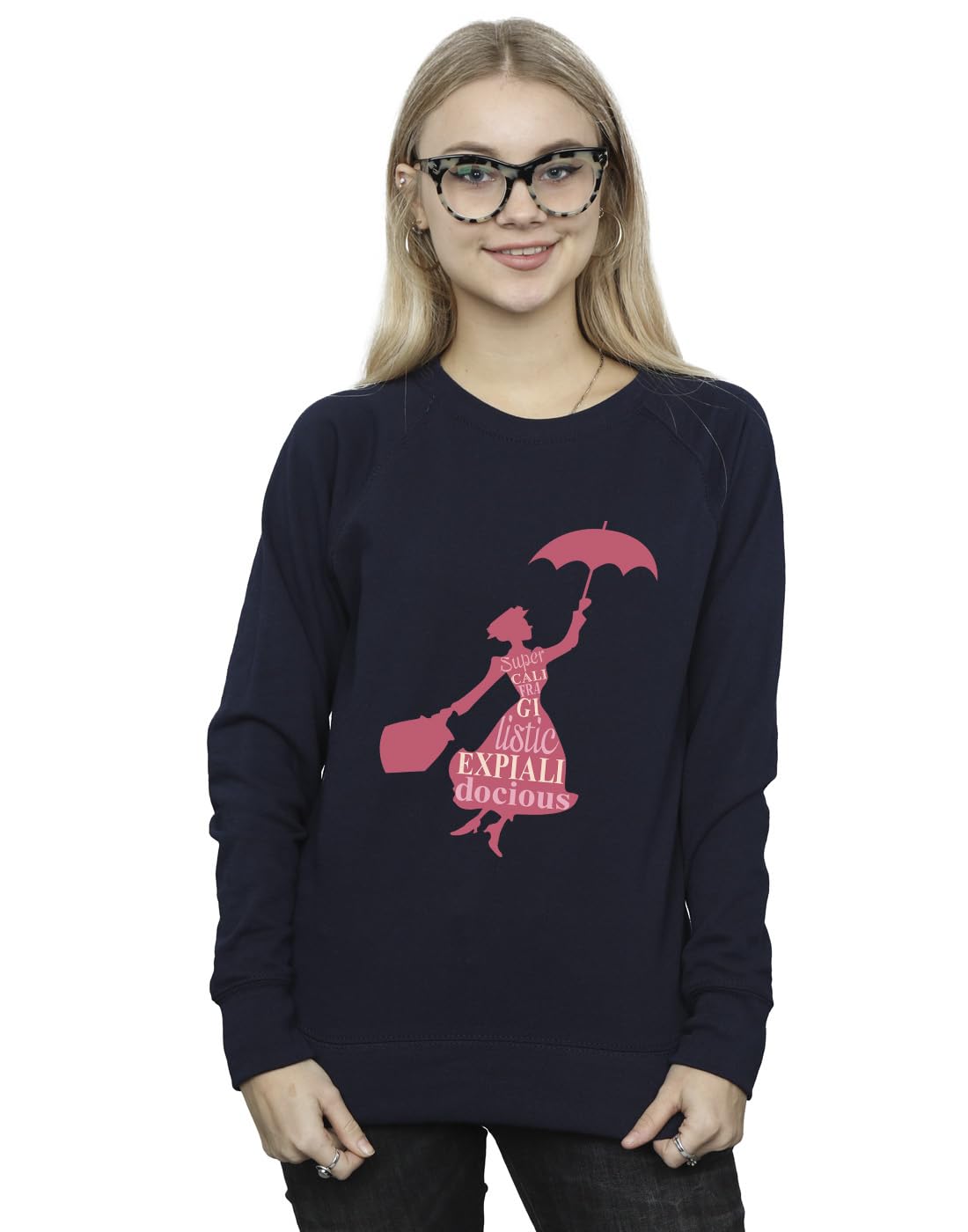 Disney Women's Mary Poppins Flying Sweatshirt Navy Blue XXXXX-Large