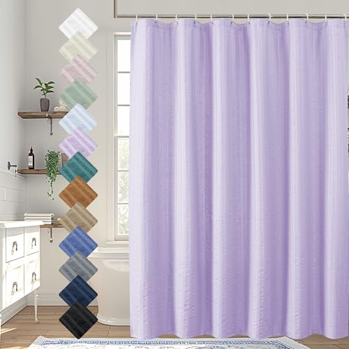 Aiyufeng Light Purple Shower Curtain for Bathroom Embossed Textured Fabric Shower Curtain for Bathroom - Soft Cloth & Hotel Spa Machine Washable 72X72 Light Purple
