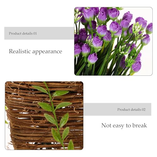 Cesta colgante resistente a deformaciones con flores de seda artificiales 4
