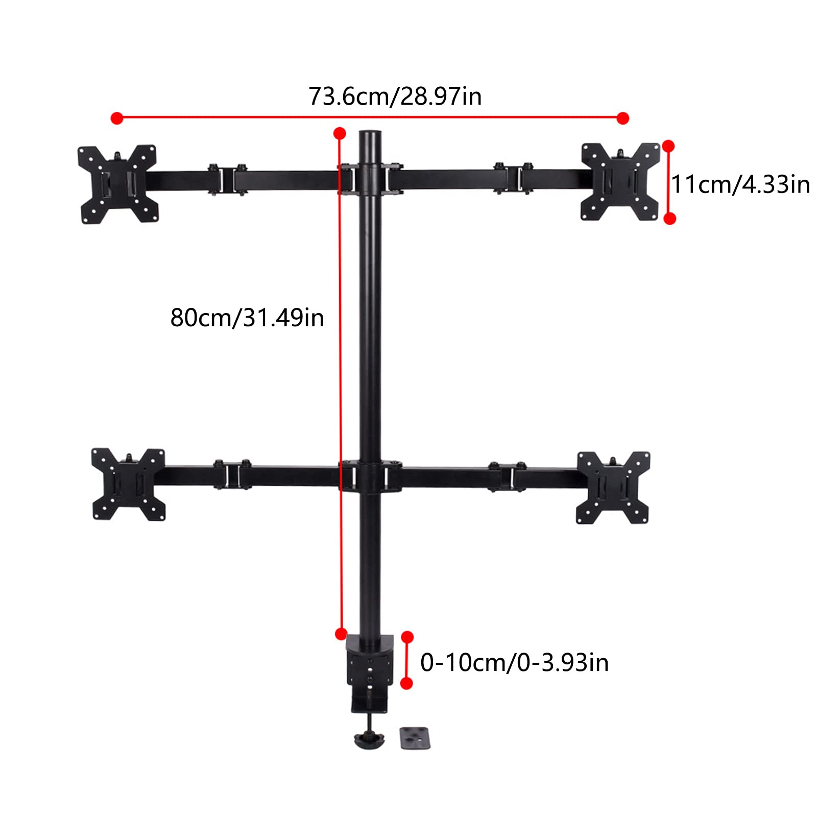 Supporto da scrivania per monitor LED e monitor LCD da 10-27 pollici 4 monitor braccio schermo pc regolabile in altezza inclinabile e girevole