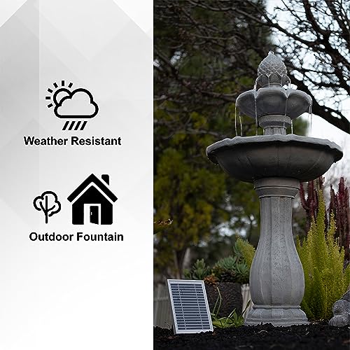 Image of XBrand 44'Inch Solar 2-Tier Outdoor Fountain with Panel and Pump, White
