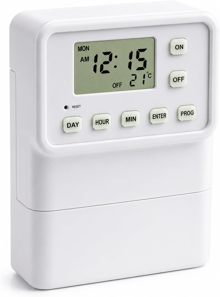 mydome Light Switch Timer - 7-Day No-Wiring Security Lighting Timer | Fits standard 1, 2 & 3 gang UK light switches | No wiring | Up to 9 programmes/day | Manual, scheduled & random modes