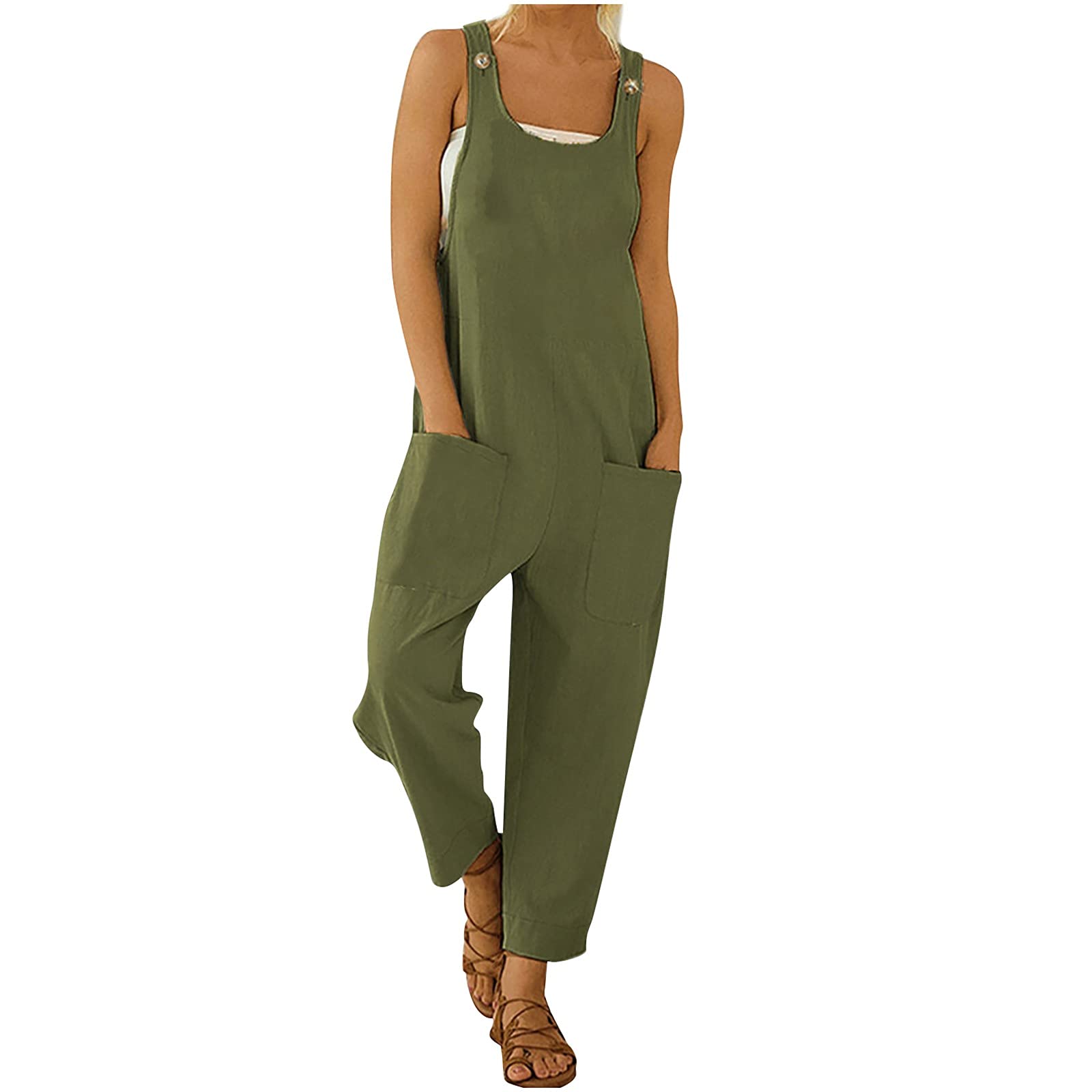 riou Mono Mujer Verano 2024 Talla Grande Casual Ajustable Correa Monos Rompers Flojo Retro Harem Mamelucos Casuales Traje de Clubwear para Mujeres Pierna Suelta Mamelucos