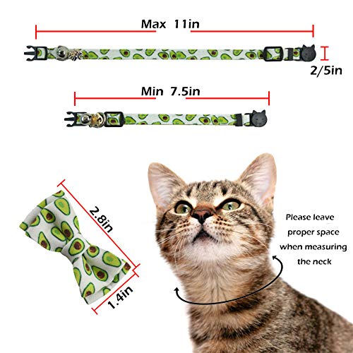 Image of Bowtie Cat Collars Breakaway with Bell, Adjustable Cute Kitty Collars Safety Buckle Kitten Collar for Cat Puppy 7.5-11in