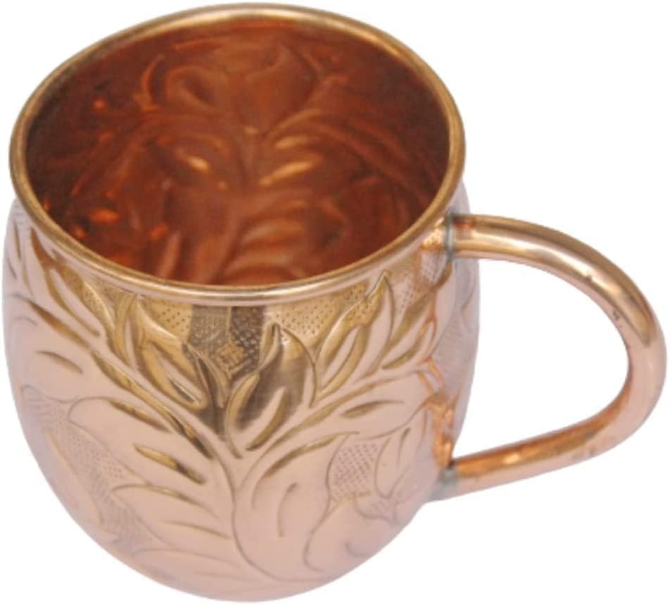 Pure Copper Unique Flower Design Moscow Mule Mug for gifting men women friends,TSSI Handicraft