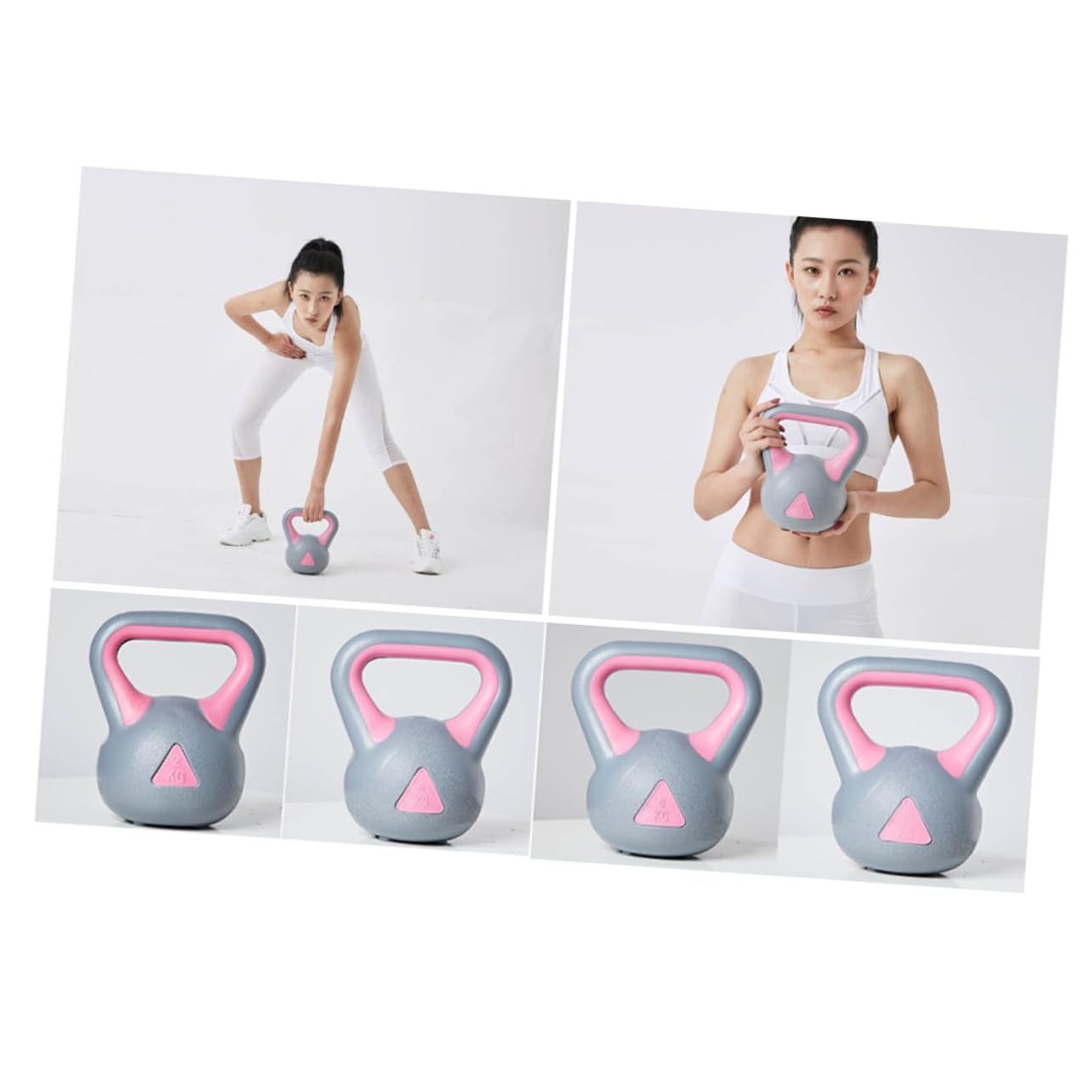 1kawałek Kettlebell Dla Kobiet Gumowana Ergonomiczny Uchwyt Idealna Do Treningu Siłowego i Wzmacniania Mięśni Kolor Szaro-różowy Do Domowego Użytku Fitness i Ćwiczeń