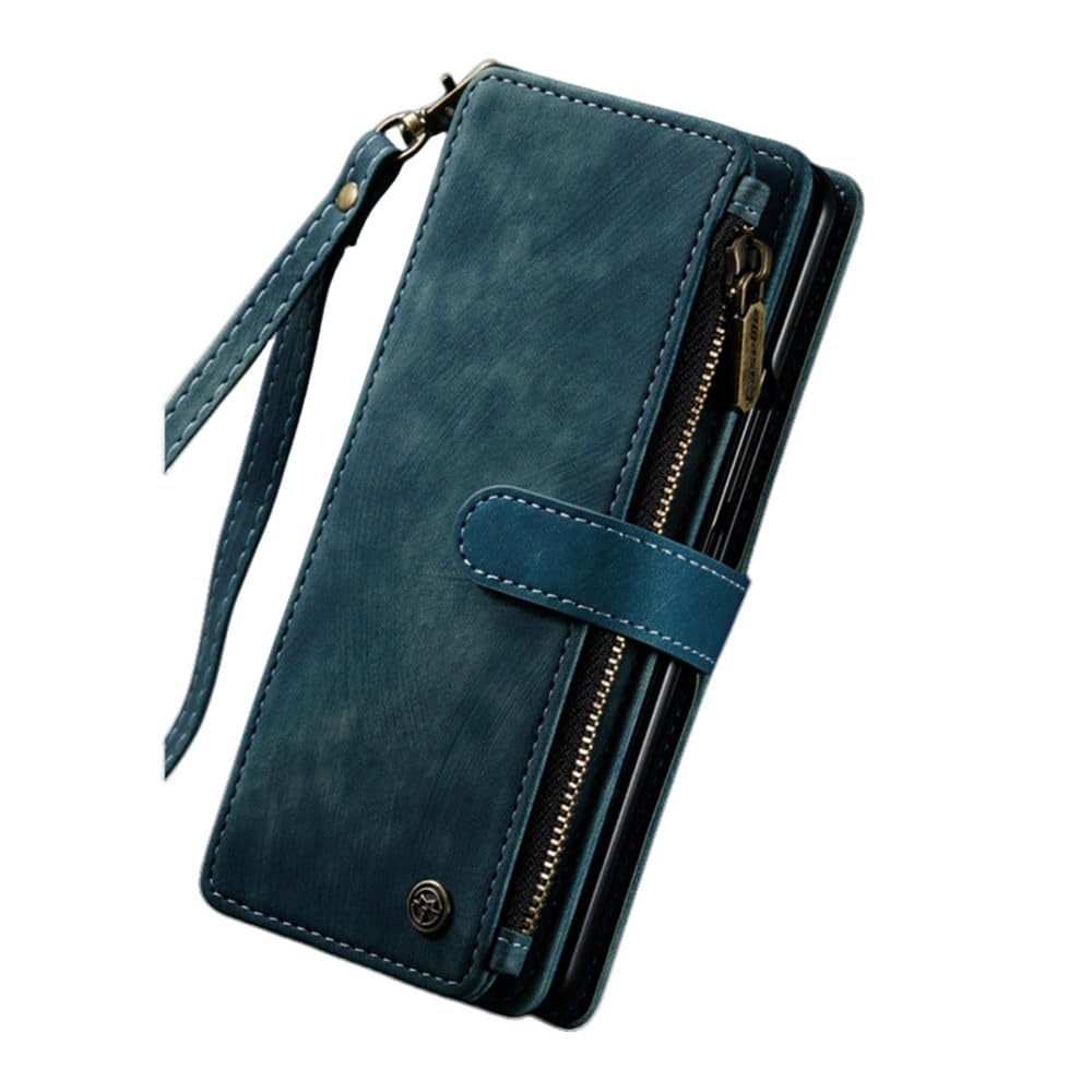 Funda de Cuero con Tapa Tipo Billetera de Lujo para Samsung Galaxy S20 S21 S22 Ultra FE Note 20 Z Fold 3 4 A32 A33 A53 5G Funda con Ranura para Tarjeta, Azul, para A33 5G