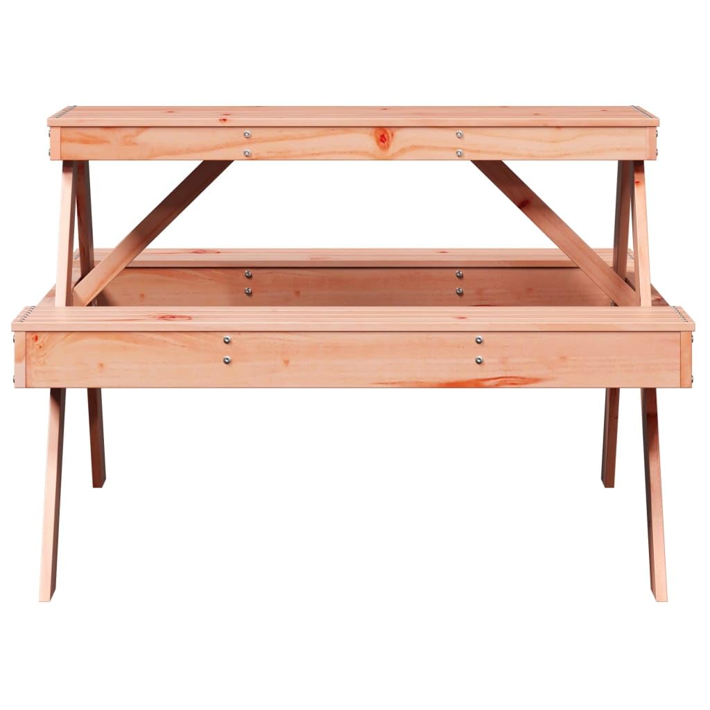 Mesa de picnic de madera maciza Douglas 105 x 134 x 75 cm, mesa de jardín y mesa de patio para balcón, patio, patio, patio, exterior, resistente para comer y asar