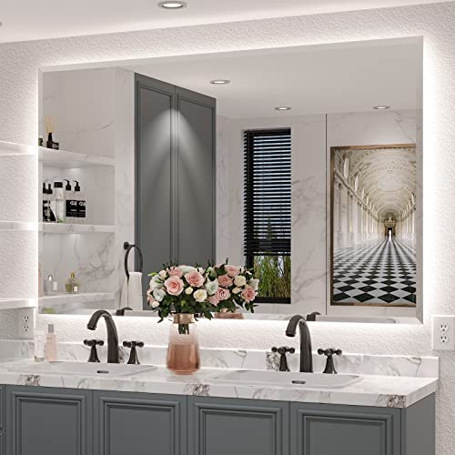Iowvoe 55 X 36 Inch Led Bathroom Backlit Mirror For Wall, Lighted Bathroom Vanity Mirror #TOP26