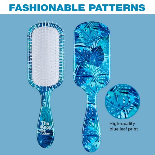 The Knot Dr. For Conair Hair Brush, Wet And Dry Detangler, Removes Knots And Tangles, For All Hair Types, Blue Leaf Print #TOP5
