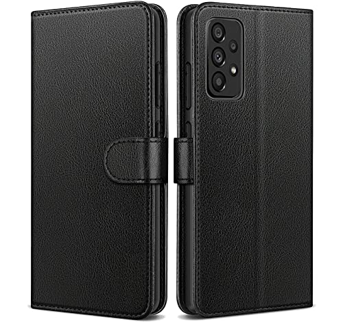 NWNK13 For Samsung Galaxy A33 5G Case Leather Wallet Book Flip Stand View Phone Cover with Card Holder Slots Compatible with Galaxy A33 5G (Black)
