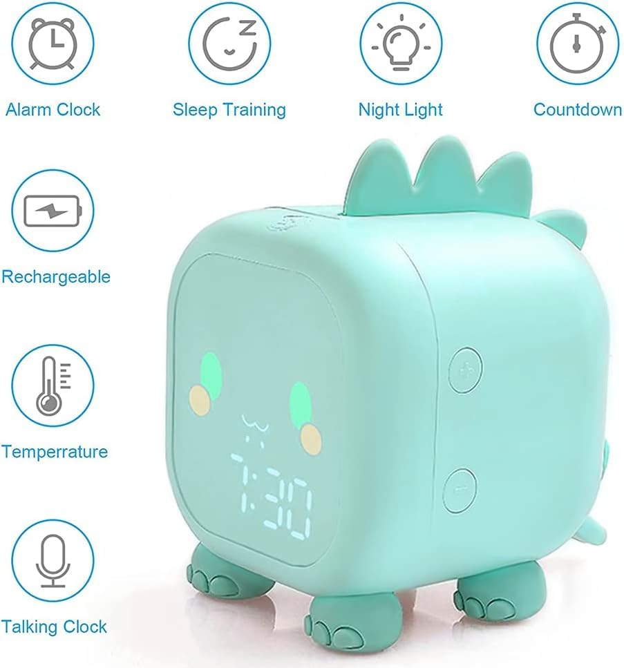 Réveil Enfant Dinosaure Avec Lumière Et Fonction Snooze - Parfait Pour Filles Et Garçons