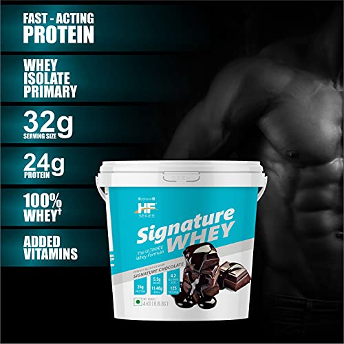 Image of HF Series Signature Whey Protein Powder | With Added EAA and Glutamine|125 SERVINGS|Build Lean and Bigger Muscles|4Kg (SIGNATURE CHOCOLATE)
