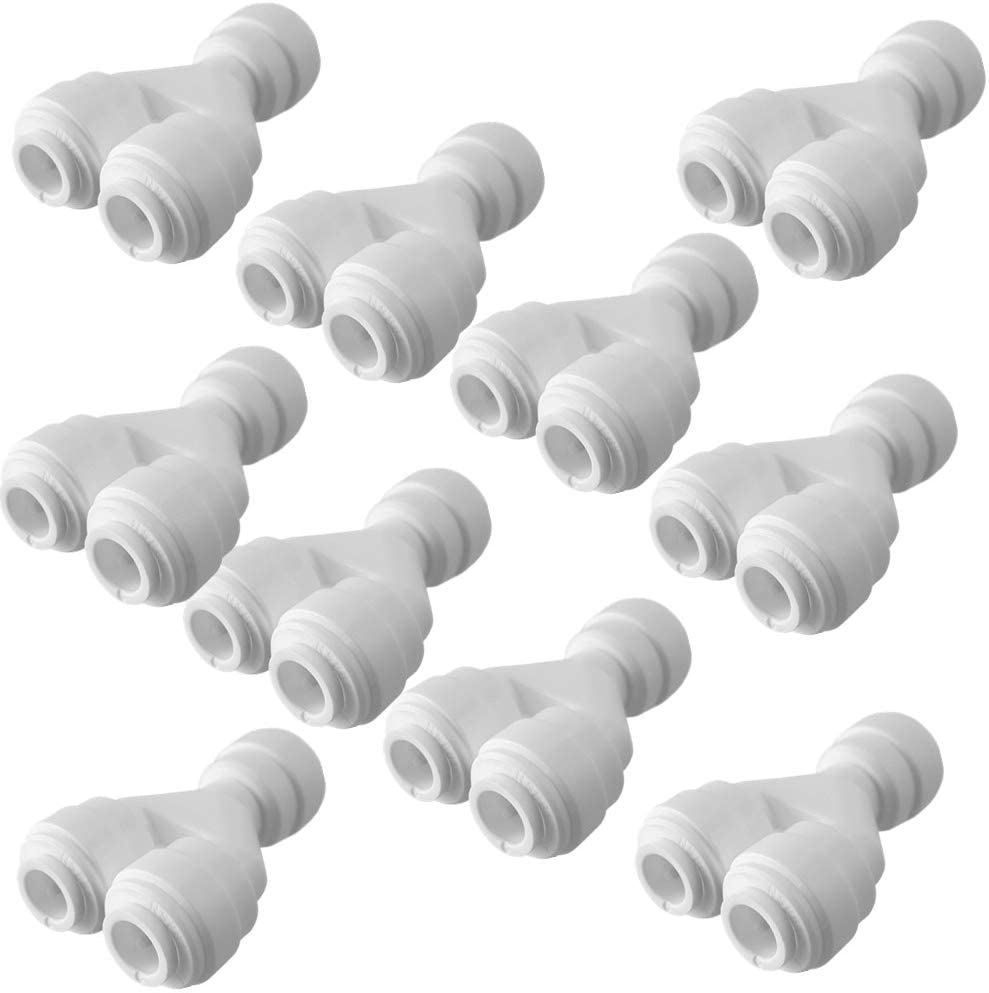 KRPLUS RO Fittings Y Type 1/4 inch Tubing OD Use Two Way Water Line Splitter Quick Connect Tube Fittings Push to Connect Plastic Connectors for Water Filtration System(Pack of 10) (B089GY71BD) Amazon Price History, Amazon Price Tracker