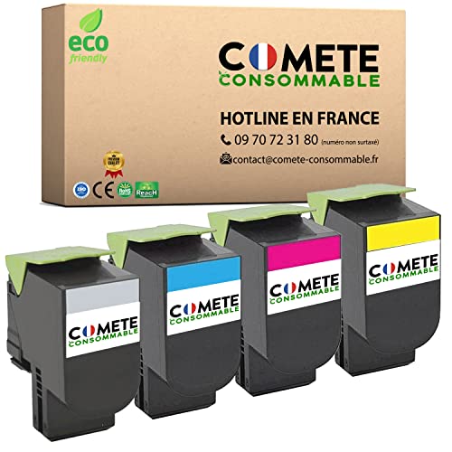 Toner Lexmark CX310 CX410 802 - Pack 4 cartouches COMETE pour éviter les pannes
