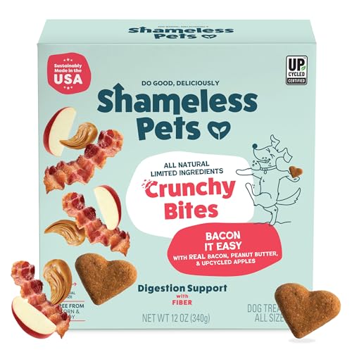 Shameless Pets Crunchy Dog Treats - Bacon It Easy, 12oz - Healthy Dog Biscuits & Cookies Treats for...