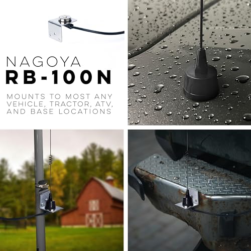 Image of Nagoya RB-700N Universal NMO Lip Mount for Trucks, Hatchbacks, SUVs and Cars (Multi-axis Adjustable) Includes 50.8m RG-58A /U Cable with PL-259 Connector (Including Rain Cap), Fixing, Mounts
