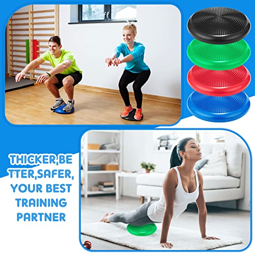 Image of Jerify 4 Pcs Wiggle Seat Flexible Inflated Wobble Cushion Stability Balance Pad Balance Disc Sensory Seat for Men Women Fitness Physical Exercise Improving Posture Home Office