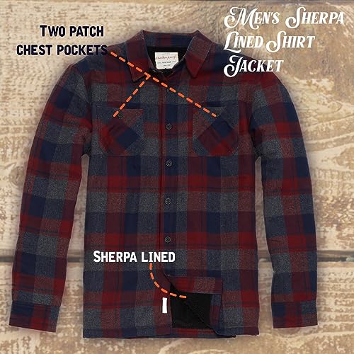 Image of Weatherproof Vintage Mens Hooded and Non-Hooded Sherpa Lined Soft Brushed Plaid Flannel Button-Down Shirt Jacket