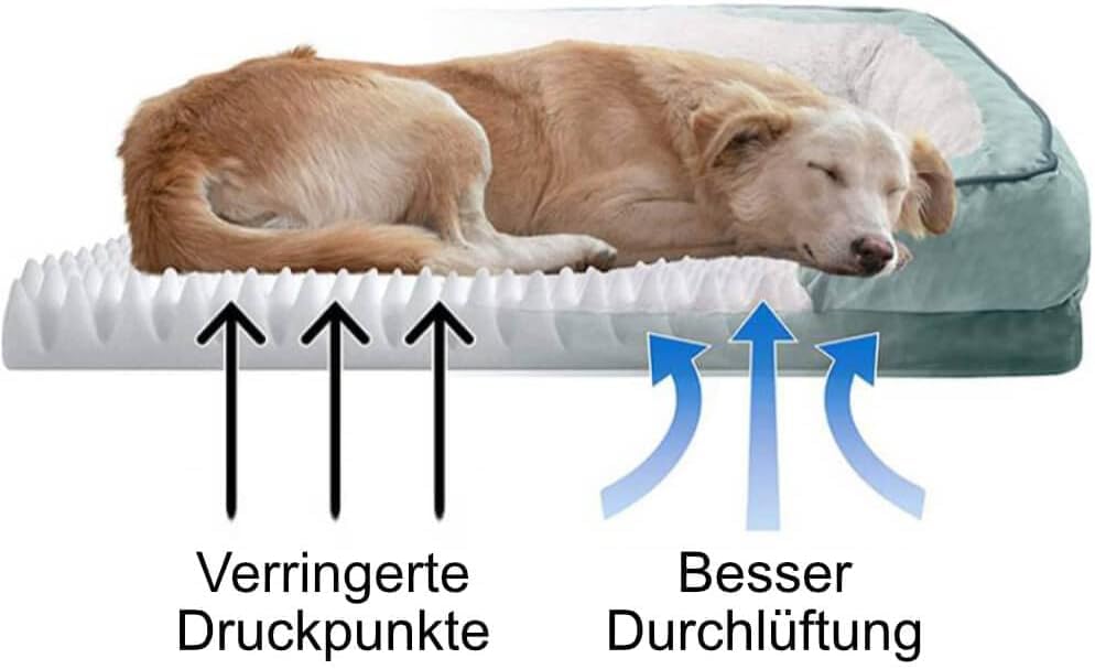 Traumreiter Orthopädisches Hundebett für Große und Mittlere Hunde, Grau, ca. 135x100 cm (Innenmaß ca. 113x78 cm) - Hundekörbchen, Hundekorb, Hundekissen, Hundesofa, Bettchen