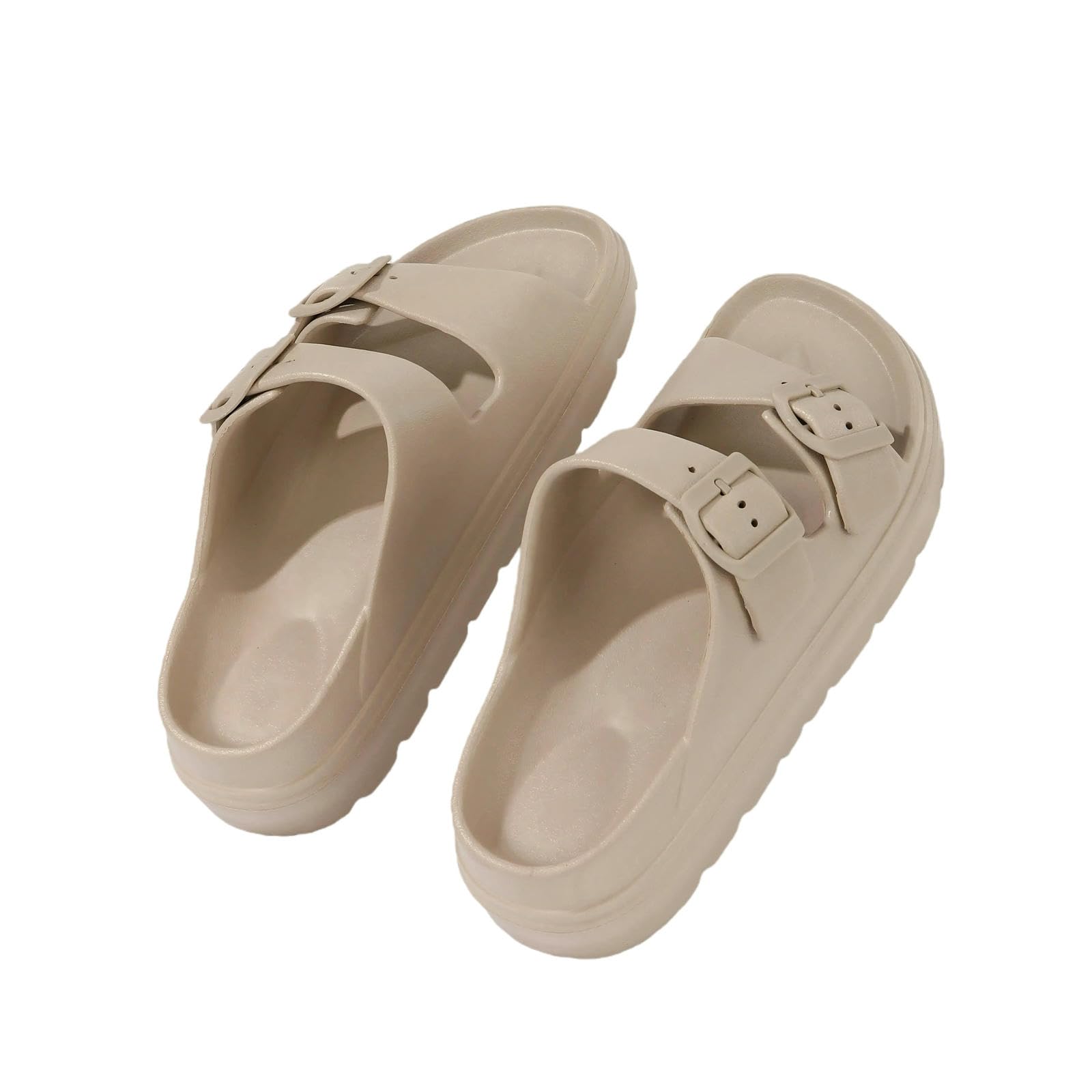 Gyios Summer Slippers Men's Thick-soled Slippers, Women's Style Outdoor Sandals With Double Straps, Non-slip, Breathable, Soft-soled Beach Shoes