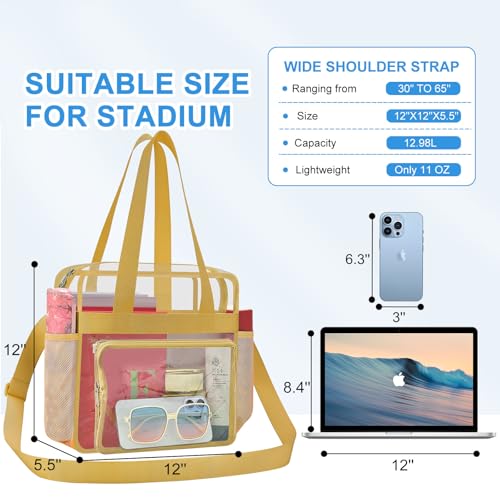Image of Busiuw Clear Bag for Stadium Events, Stadium Approved 12x12x6 Clear Tote Bag for Sport Fan, Work Concert Travel