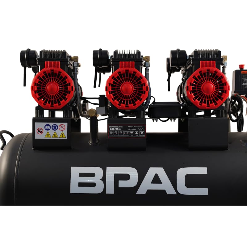 BPAC Compresor de Aire Coimprimido 100 L 4,5 CV - Motor sin Aceite-Silencioso