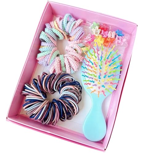 Elastic Hair Ties Barrettes Comb Hair Styling Set for Kids with Colorful Design for School Girl Everyday Hairstyles Hair Kits fo